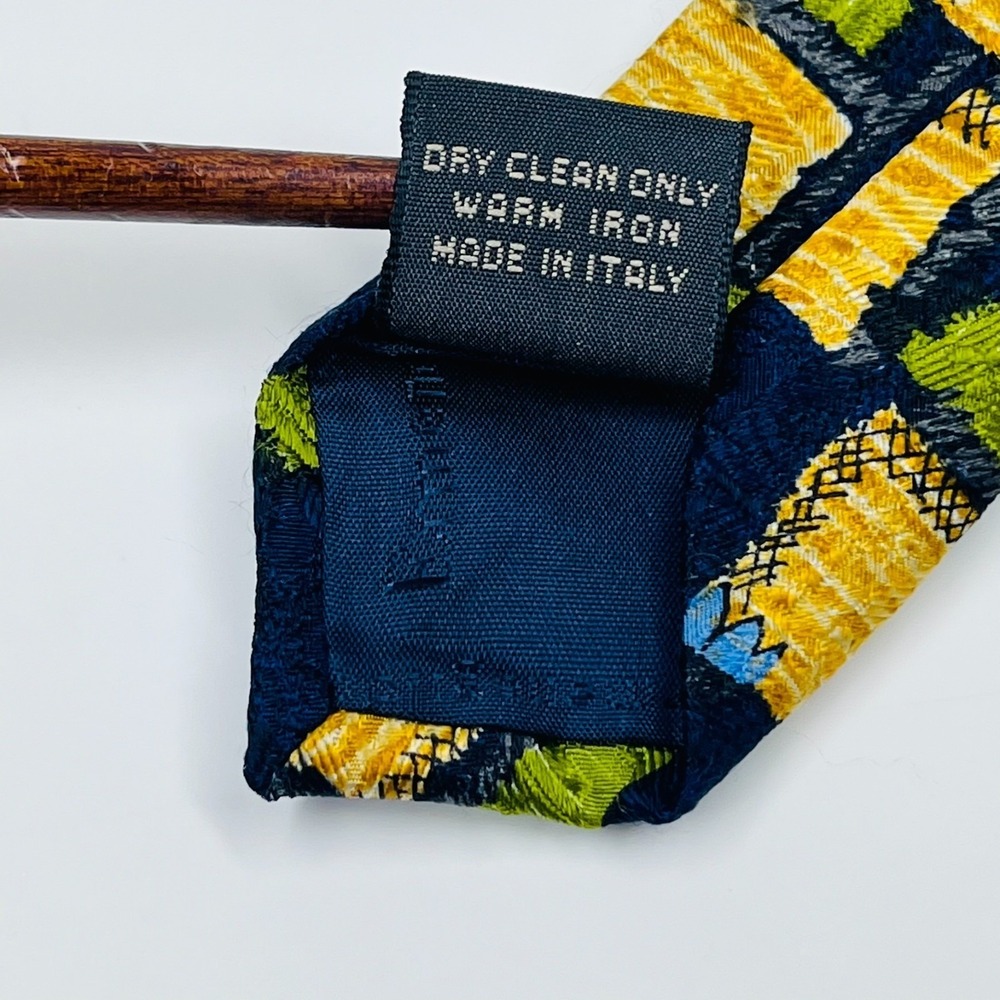 Ermenegildo Zegna Diseono Esclusivo Silk Mens Necktie Navy Geometric Italy *Flaw - Picture 11 of 11